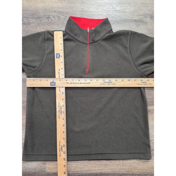 LL Bean Blue Brown Pullover Fleece Kids 1/4 Zip Size Large 14/16 - Picture 4 of 6